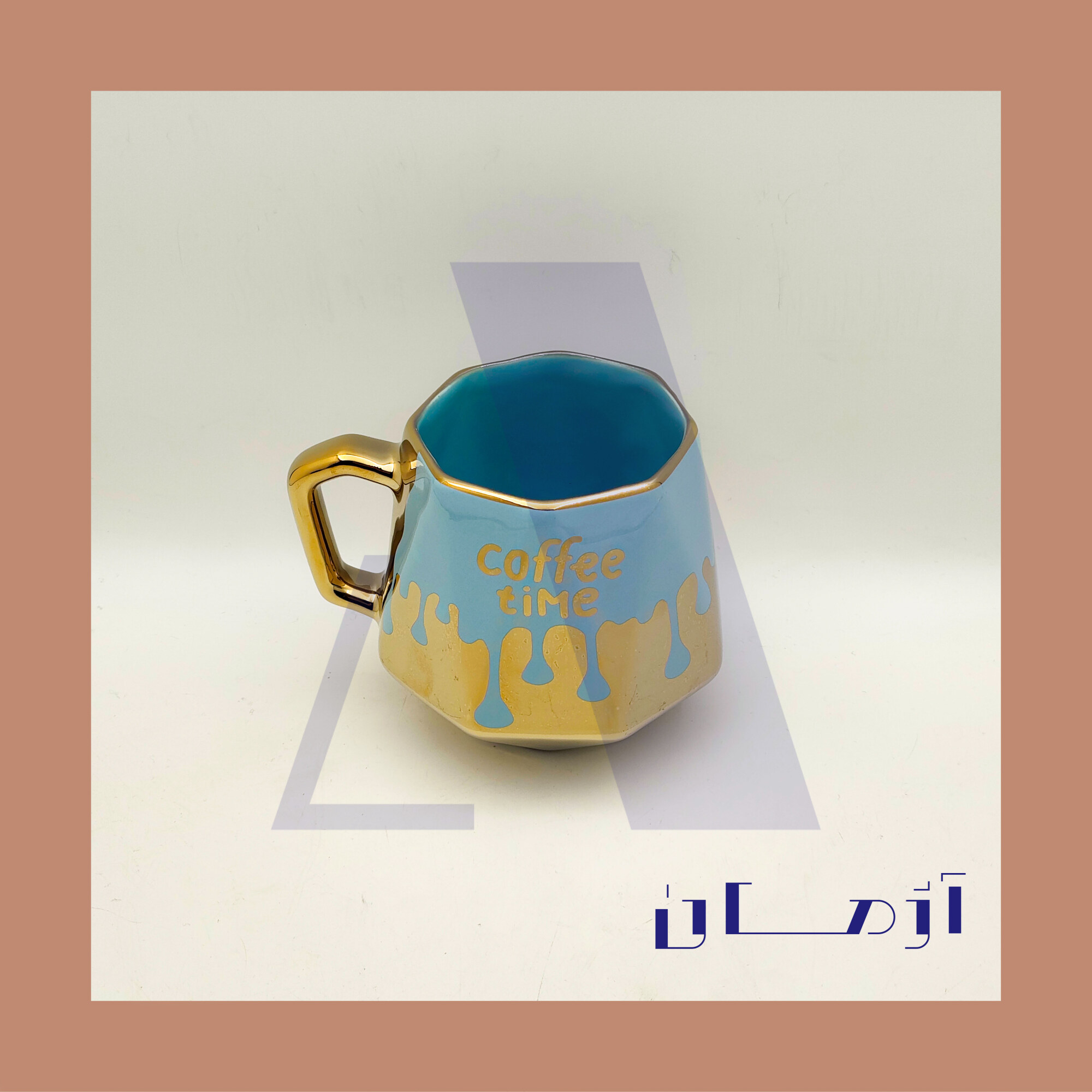 Blue diamond mug coated in gold by Azhman Industrial Group