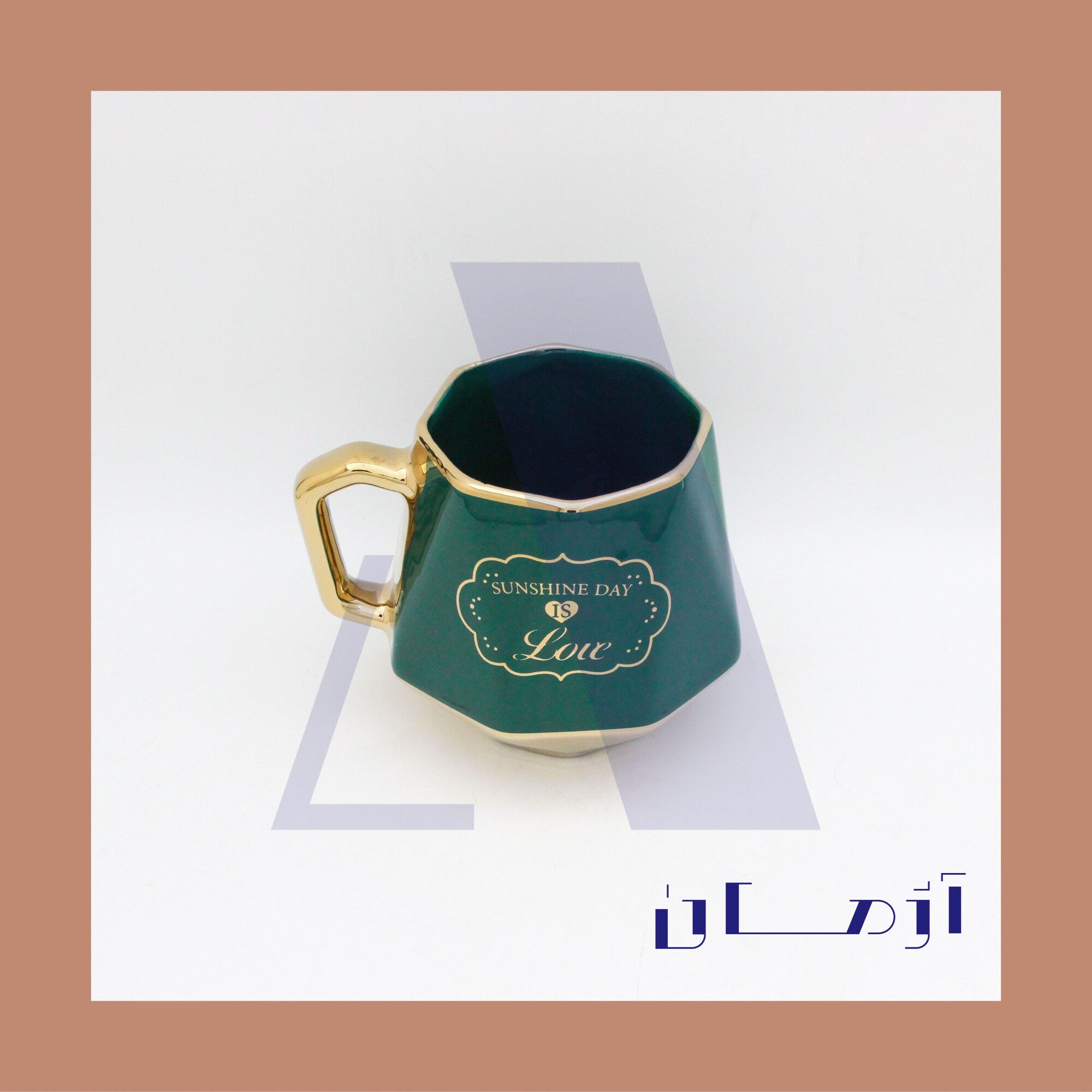 Green diamond mug coated in gold by Azhman Industrial Group