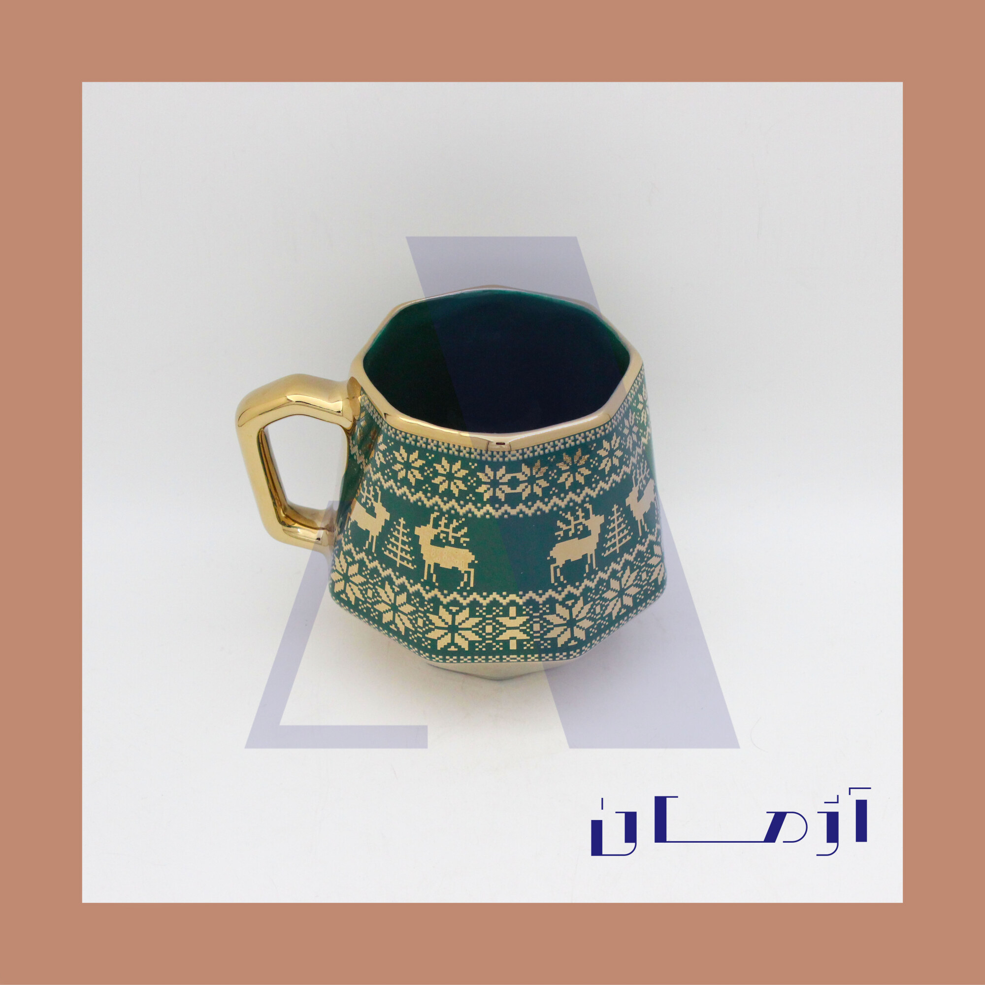 Green diamond mug coated in gold by Azhman Industrial Group