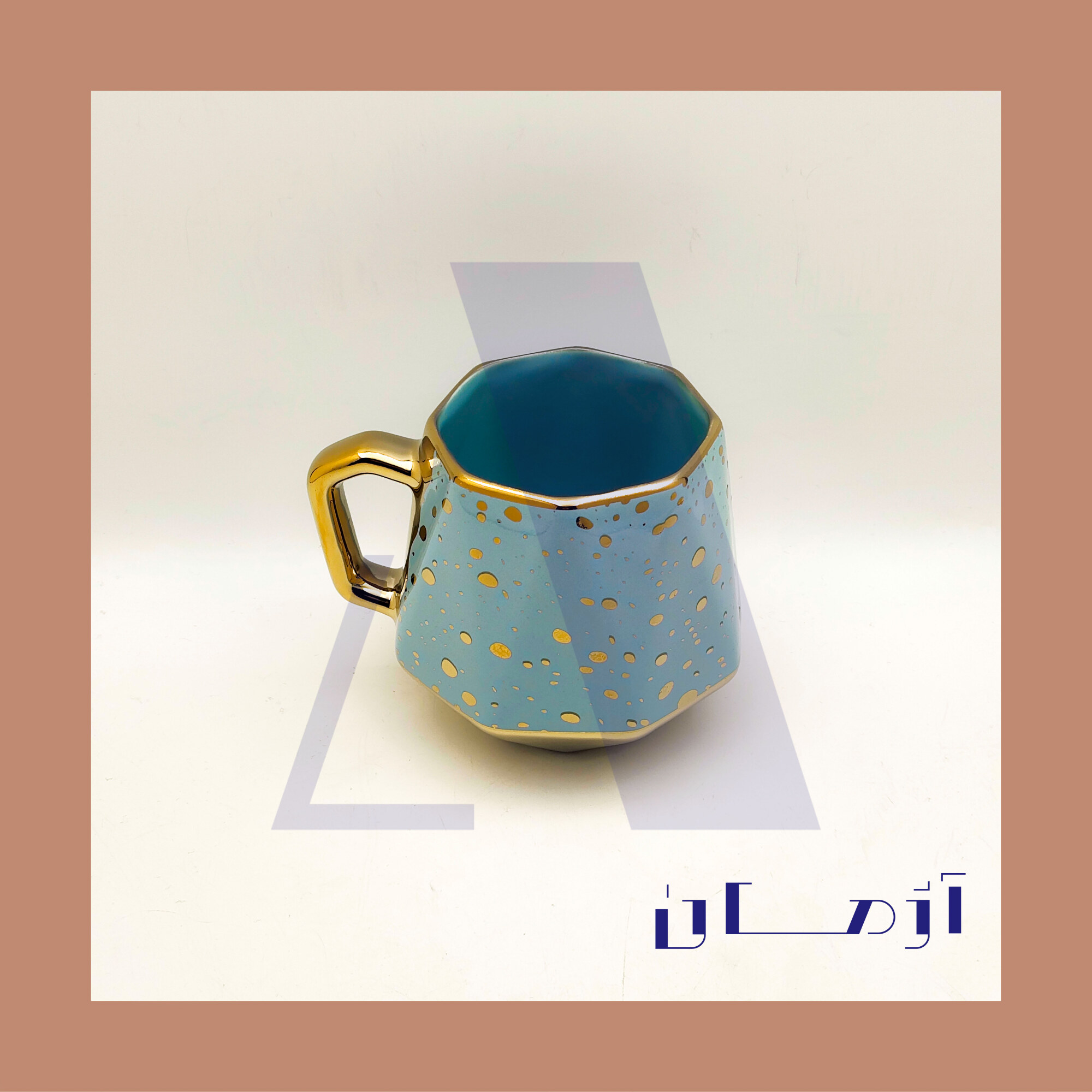 Blue diamond mug coated in gold by Azhman Industrial Group