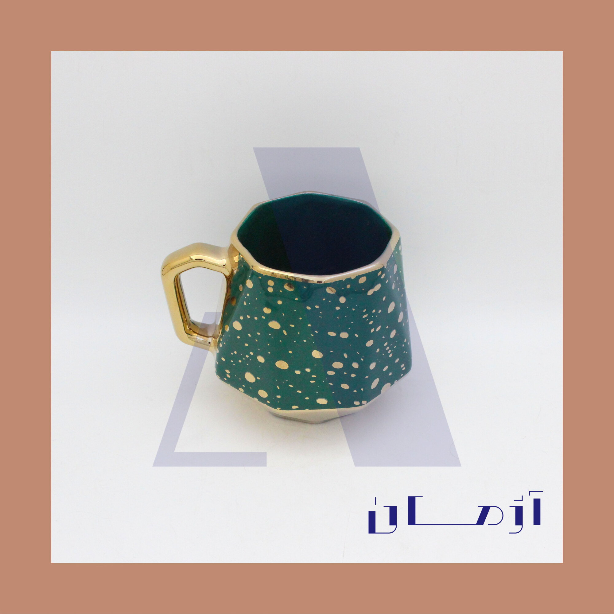 Green diamond mug coated in gold by Azhman Industrial Group