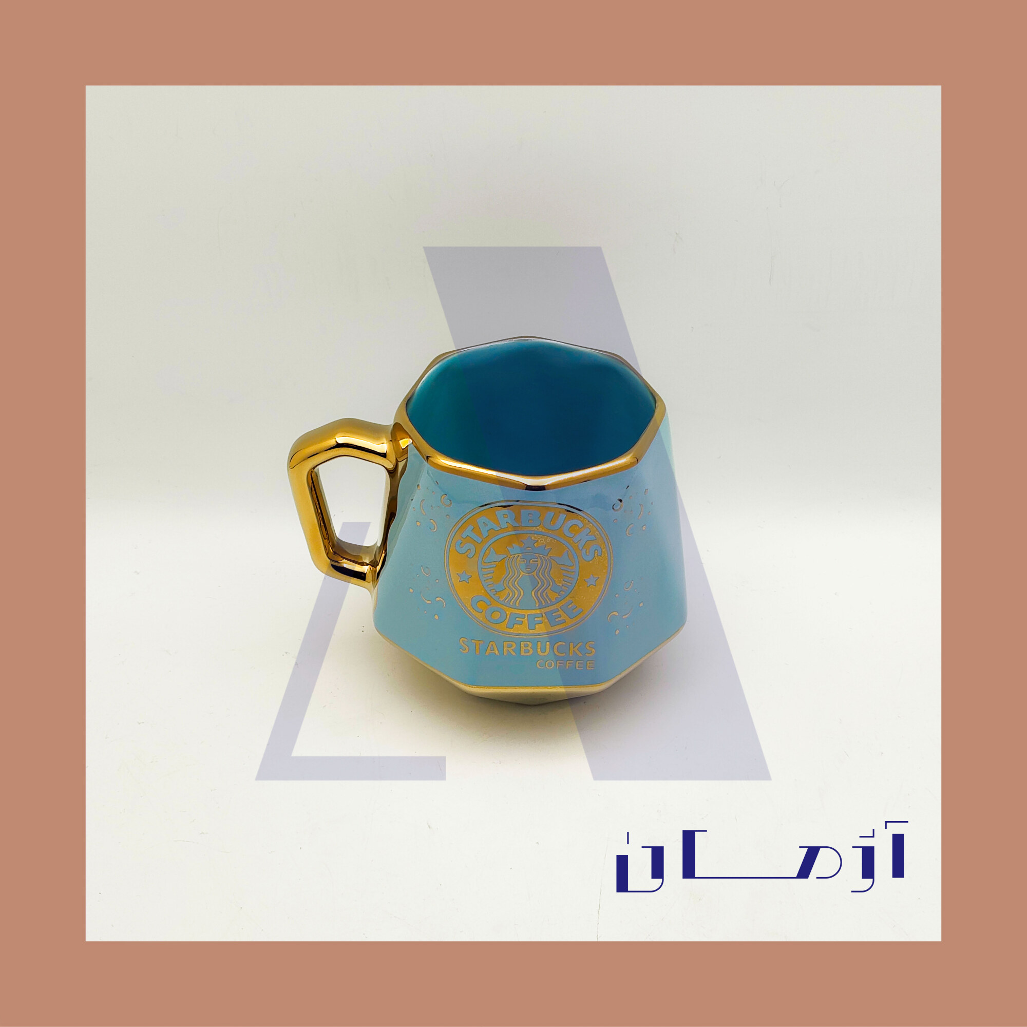 Blue diamond mug coated in gold by Azhman Industrial Group