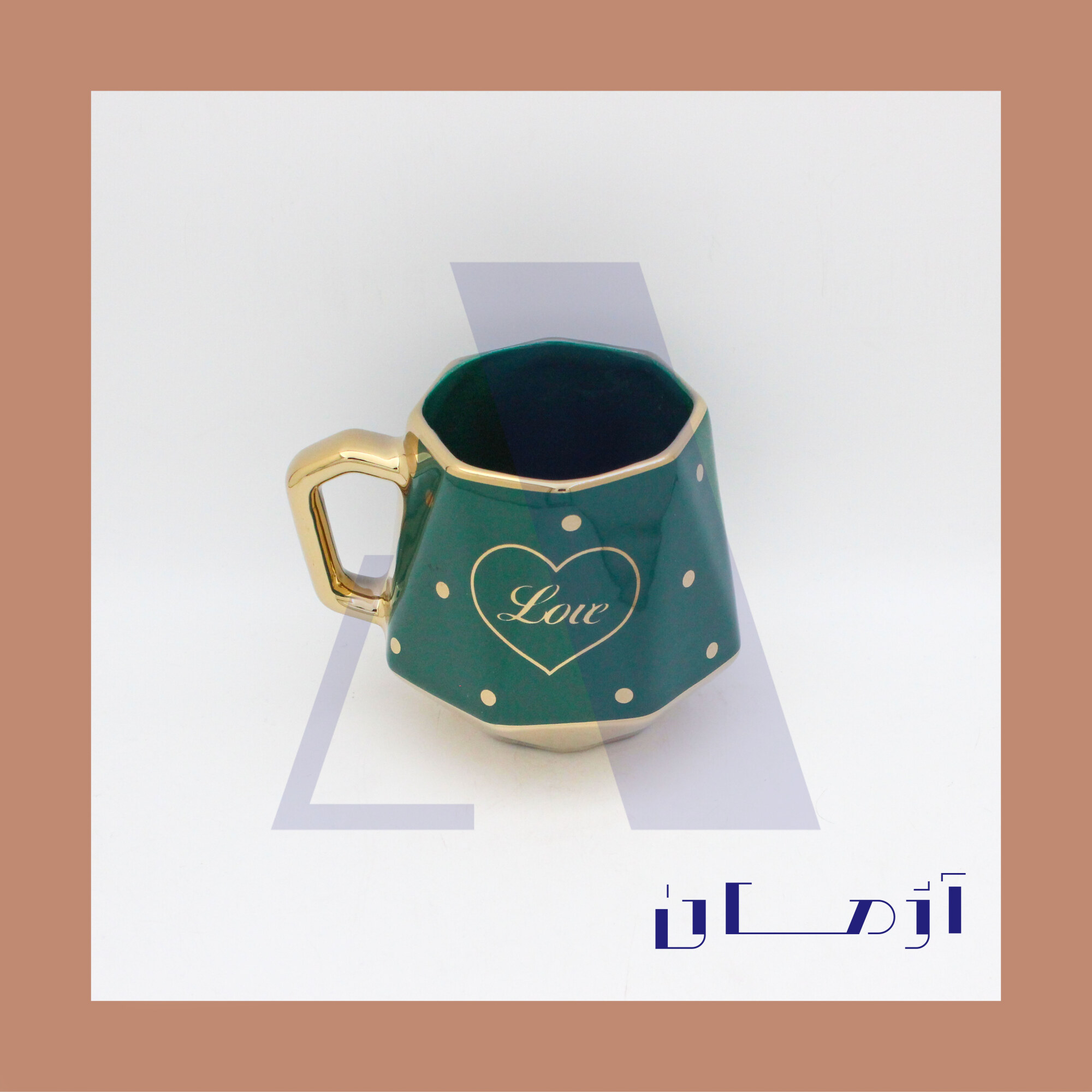 Green diamond mug coated in gold by Azhman Industrial Group