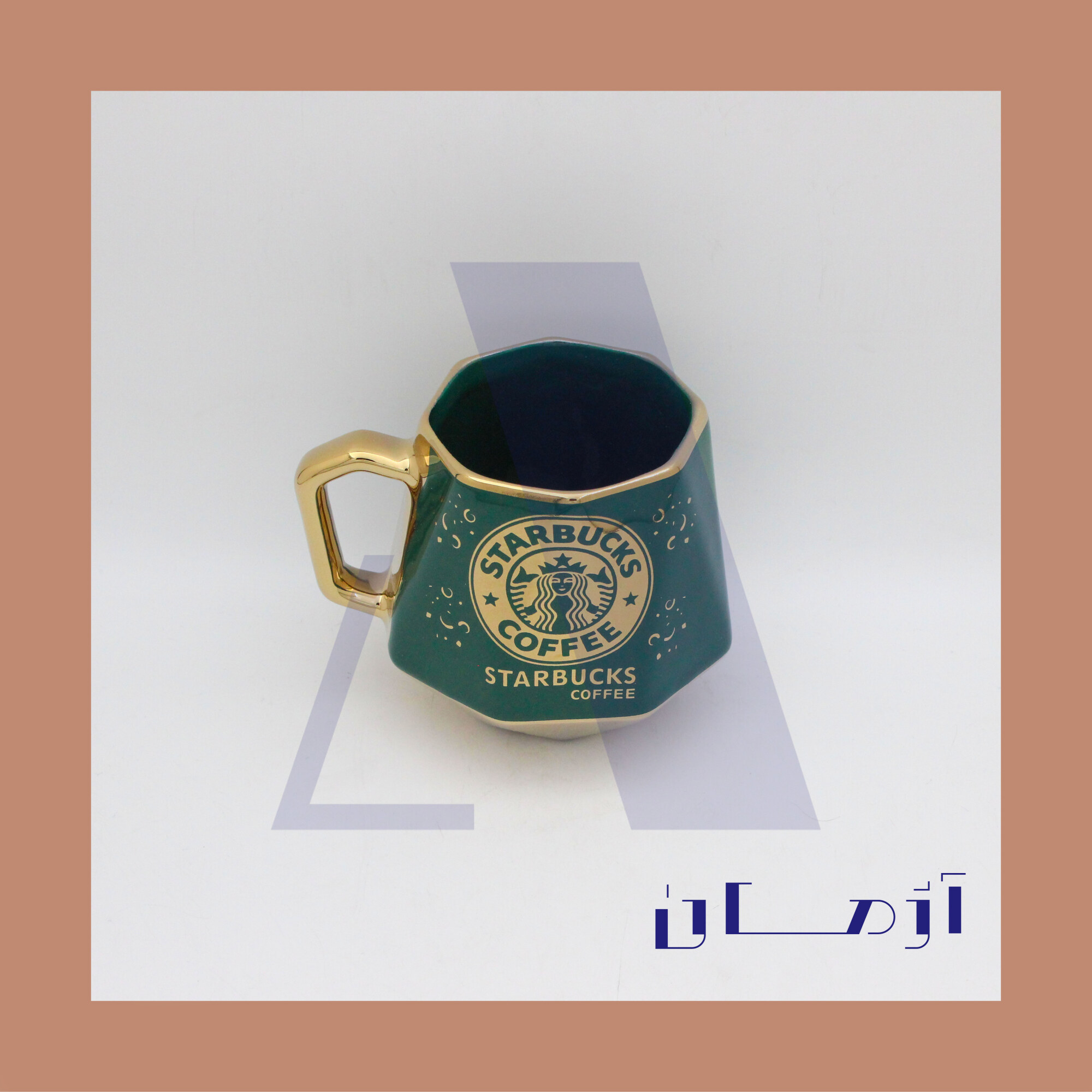 Green diamond mug coated in gold by Azhman Industrial Group