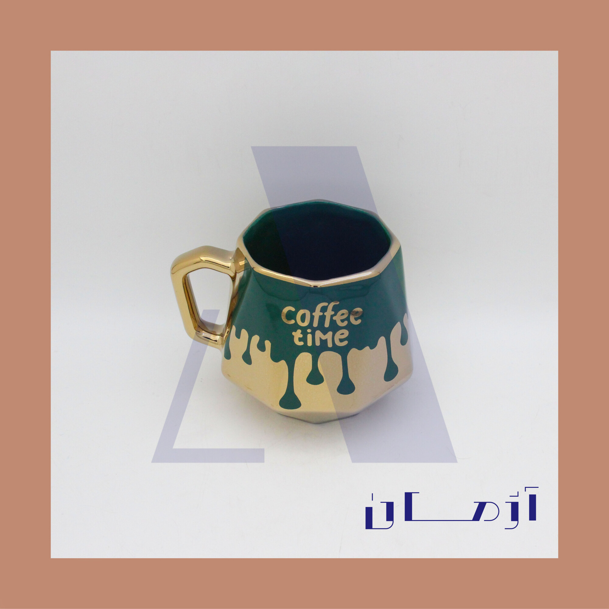 Green diamond mug coated in gold by Azhman Industrial Group