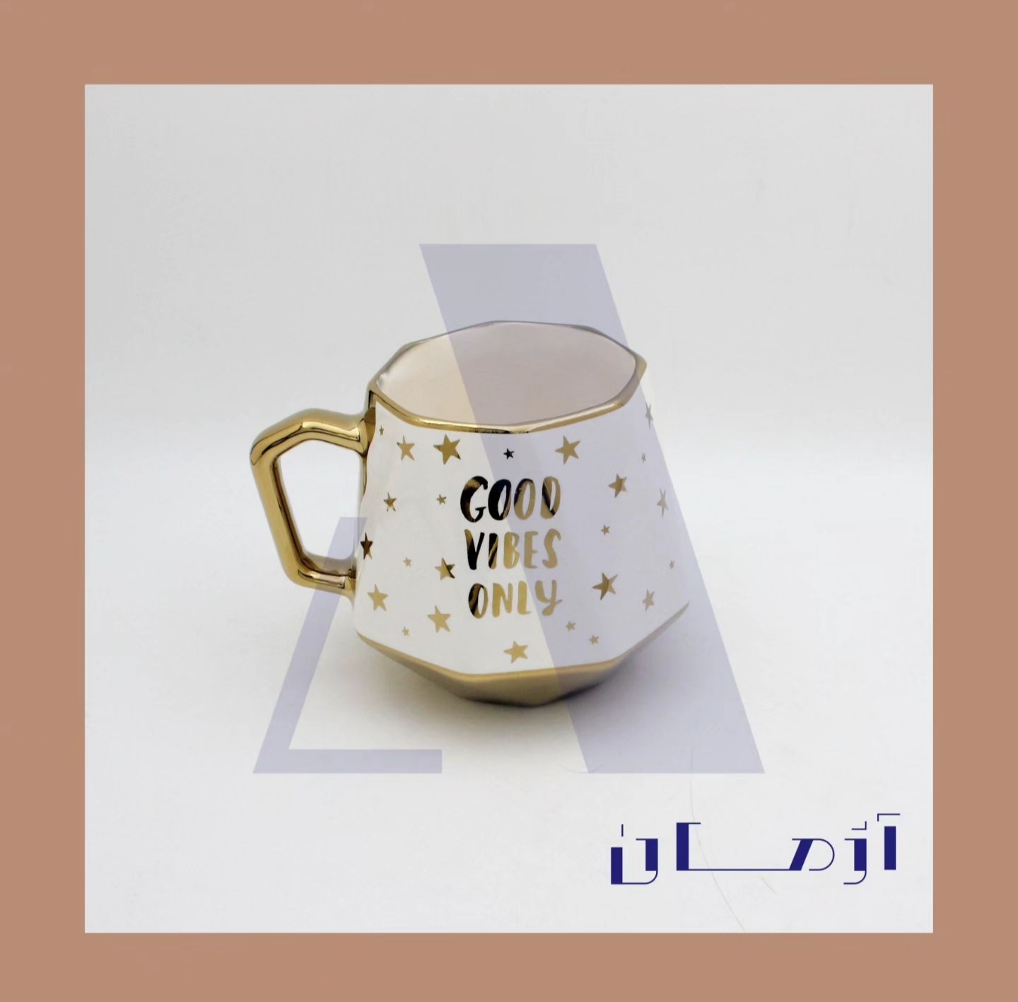 White diamond mug coated in gold by Azhman Industrial Group