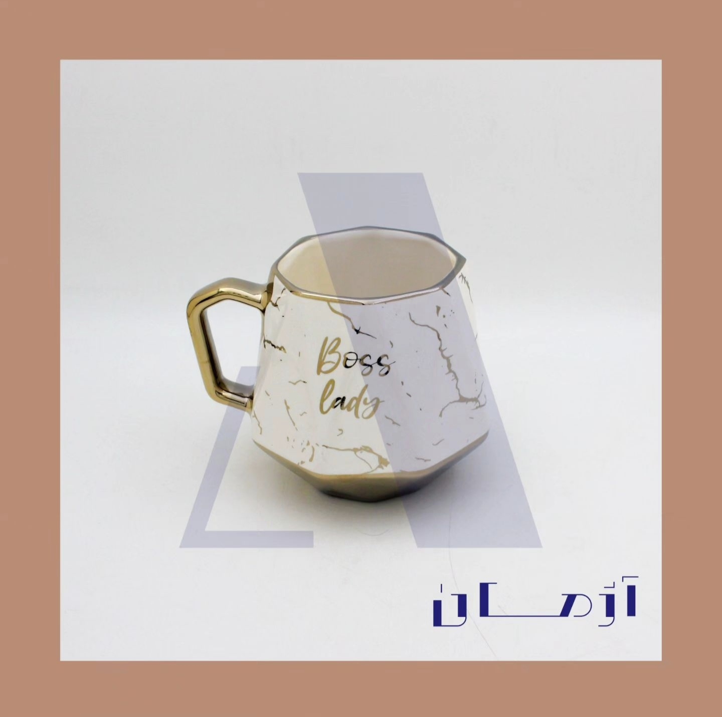 White diamond mug coated in gold by Azhman Industrial Group