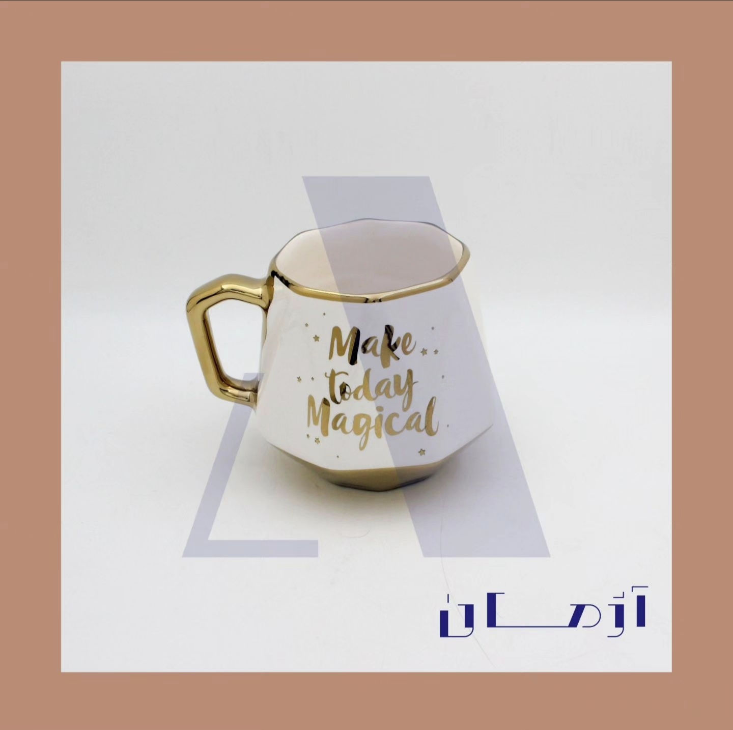 White diamond mug coated in gold by Azhman Industrial Group