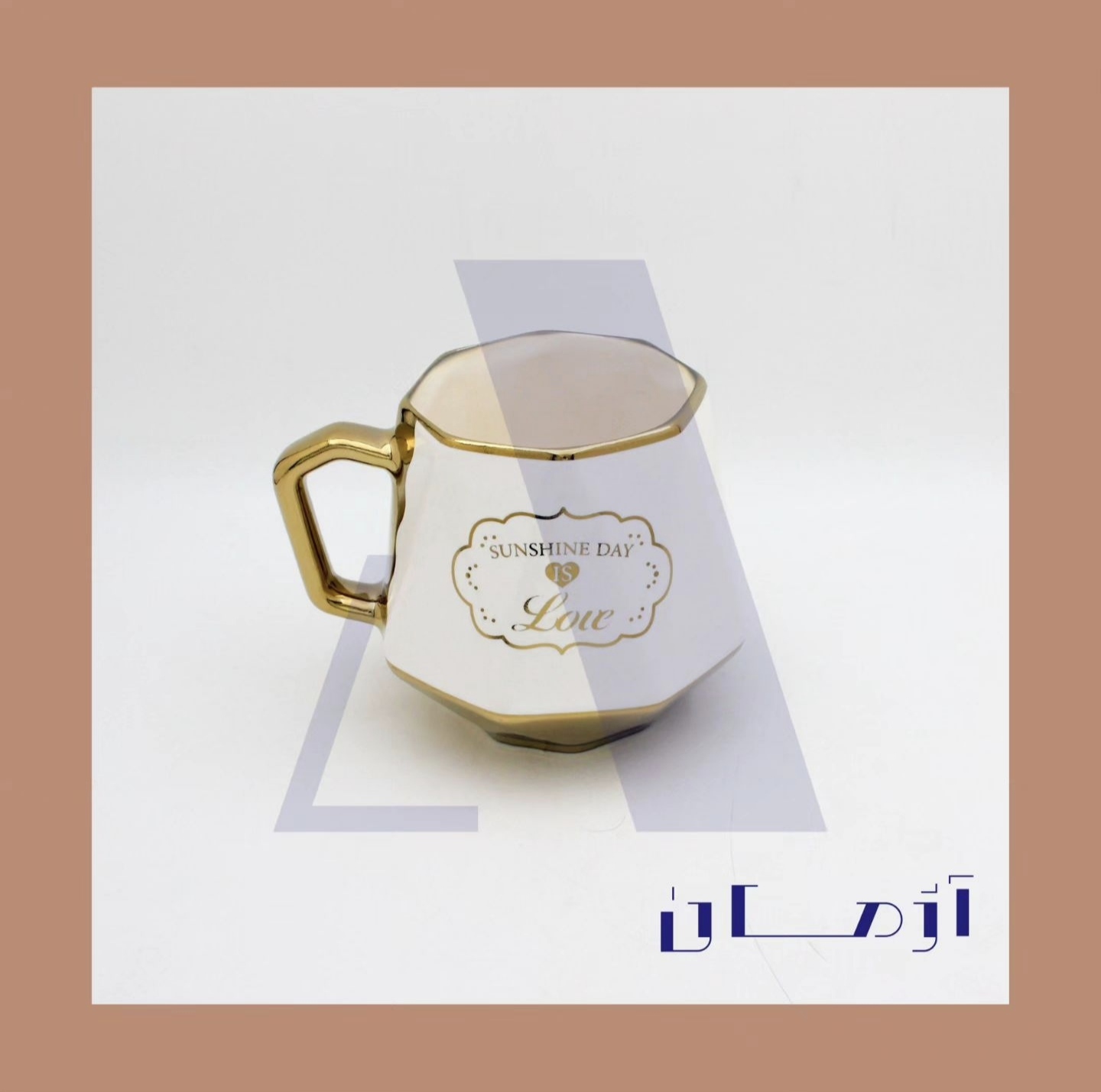 White diamond mug coated in gold by Azhman Industrial Group