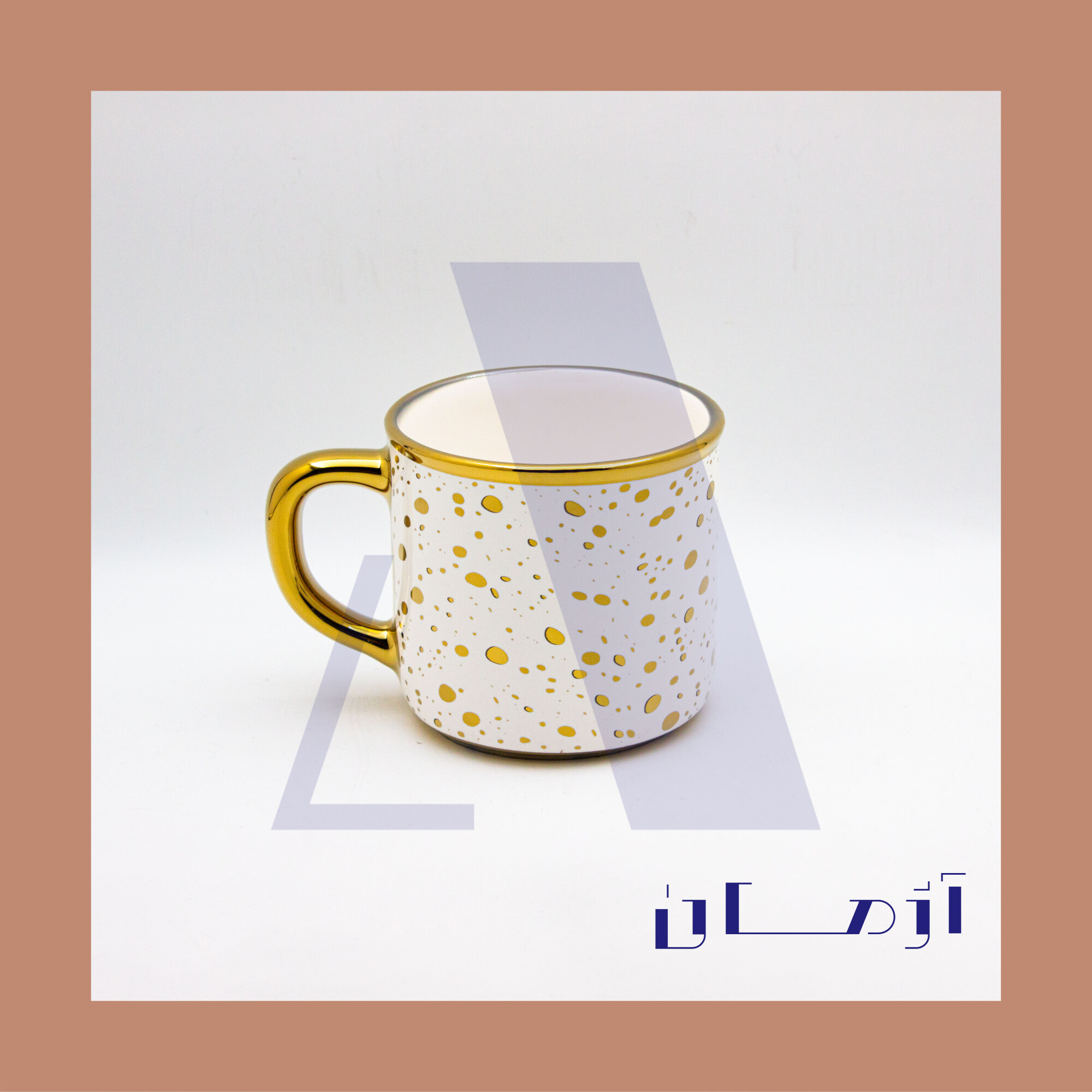 Aileen white mug coated in gold by Azhman Industrial Group