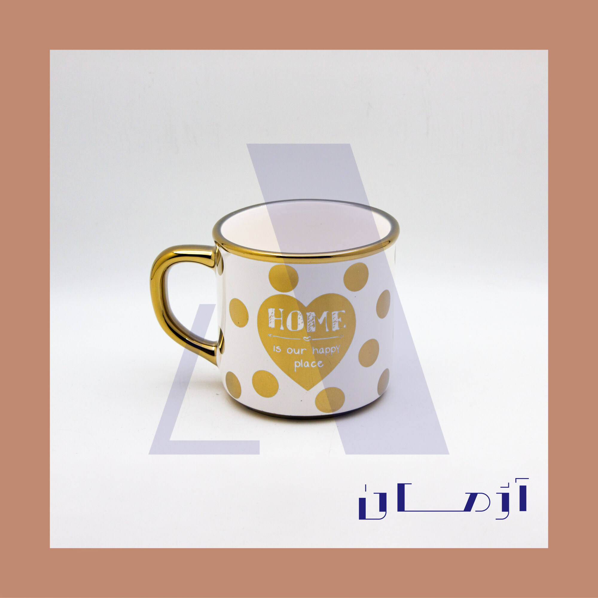 Aileen white mug coated in gold by Azhman Industrial Group