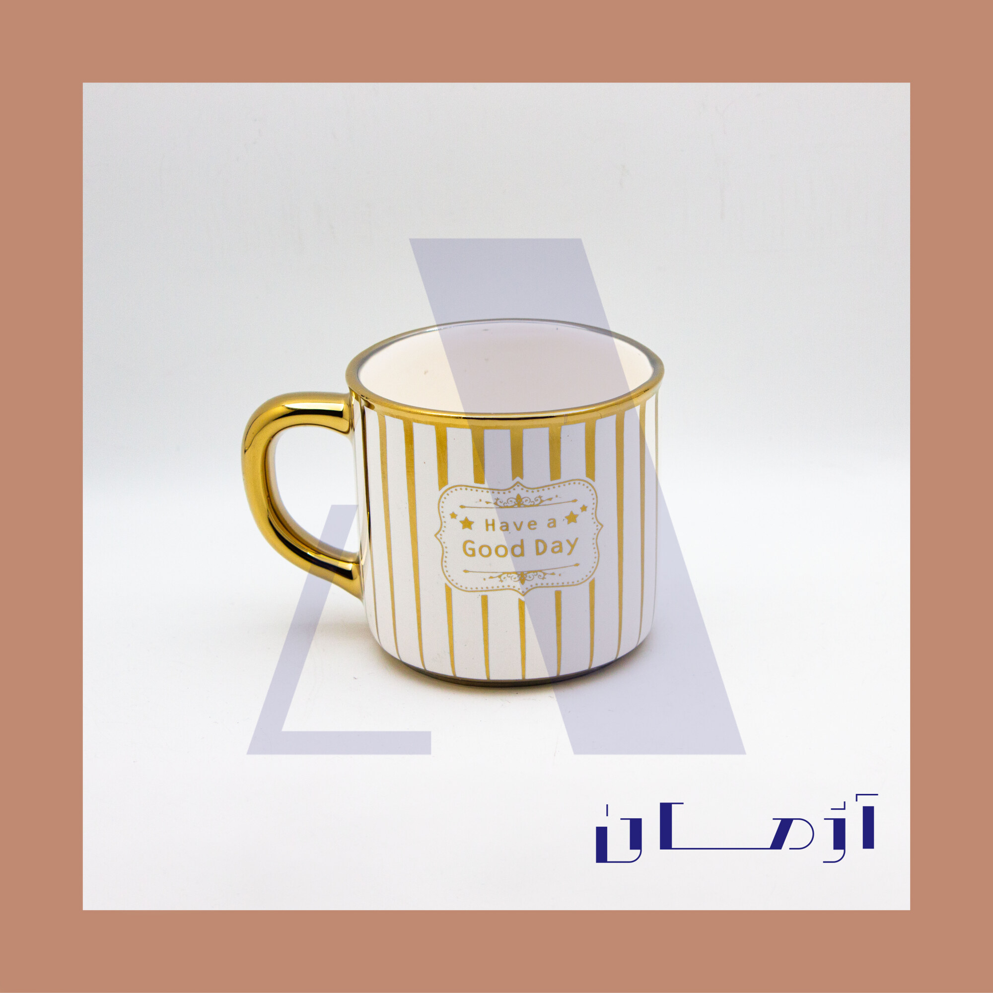 Aileen white mug coated in gold by Azhman Industrial Group