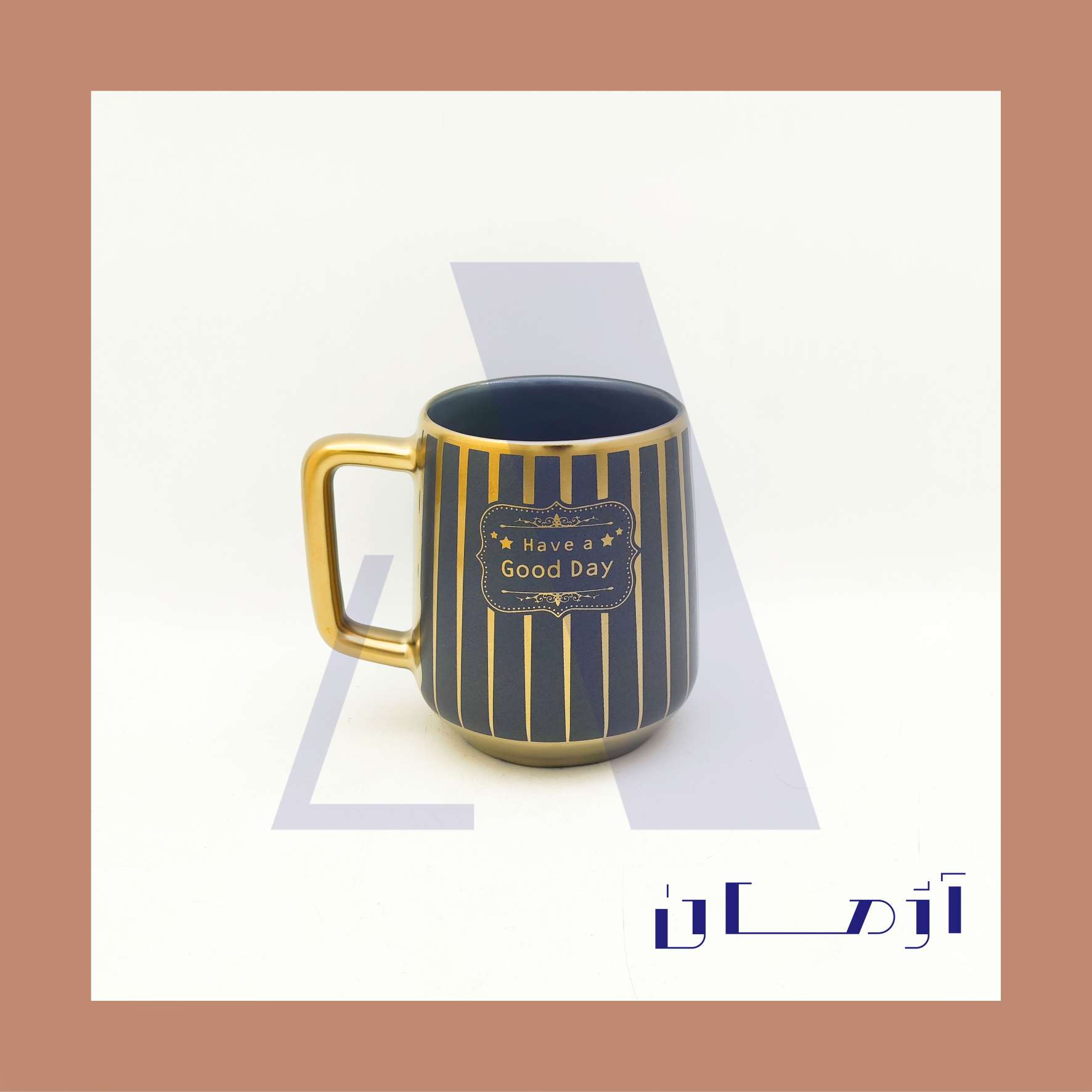 English Navy blue mug coated in gold by Azhman Industrial Group