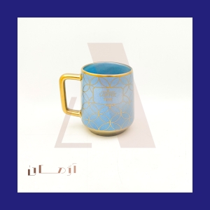 Blue English mug coated in gold by Azhman Industrial Group